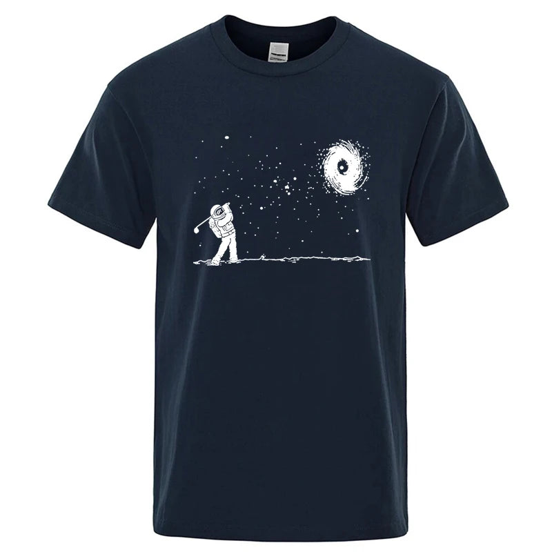 Men's High Quality Cotton Blend Funny Astronaut Print Summer T Shirt Loose O-neck Men Tshirt Short Sleev… - product view 3