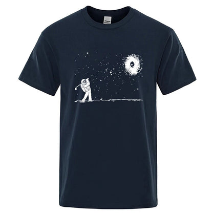Men's High Quality Cotton Blend Funny Astronaut Print Summer T Shirt Loose O-neck Men Tshirt Short Sleev… - product view 3