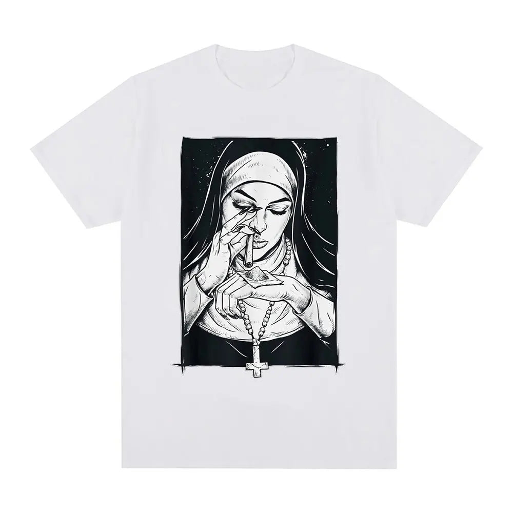 Funny Devil Nun T-Shirt Men Women Oversized Casual Cotton - product view 13
