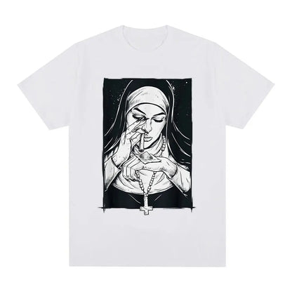 Funny Devil Nun T-Shirt Men Women Oversized Casual Cotton - product view 13