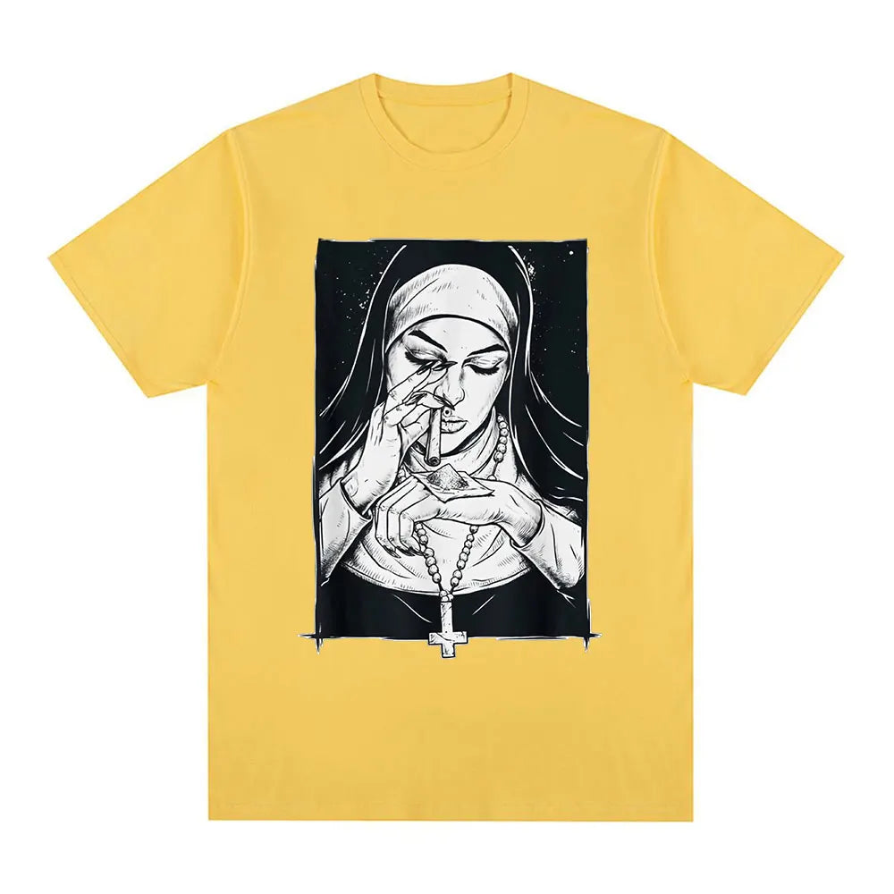 Funny Devil Nun T-Shirt Men Women Oversized Casual Cotton - product view 5
