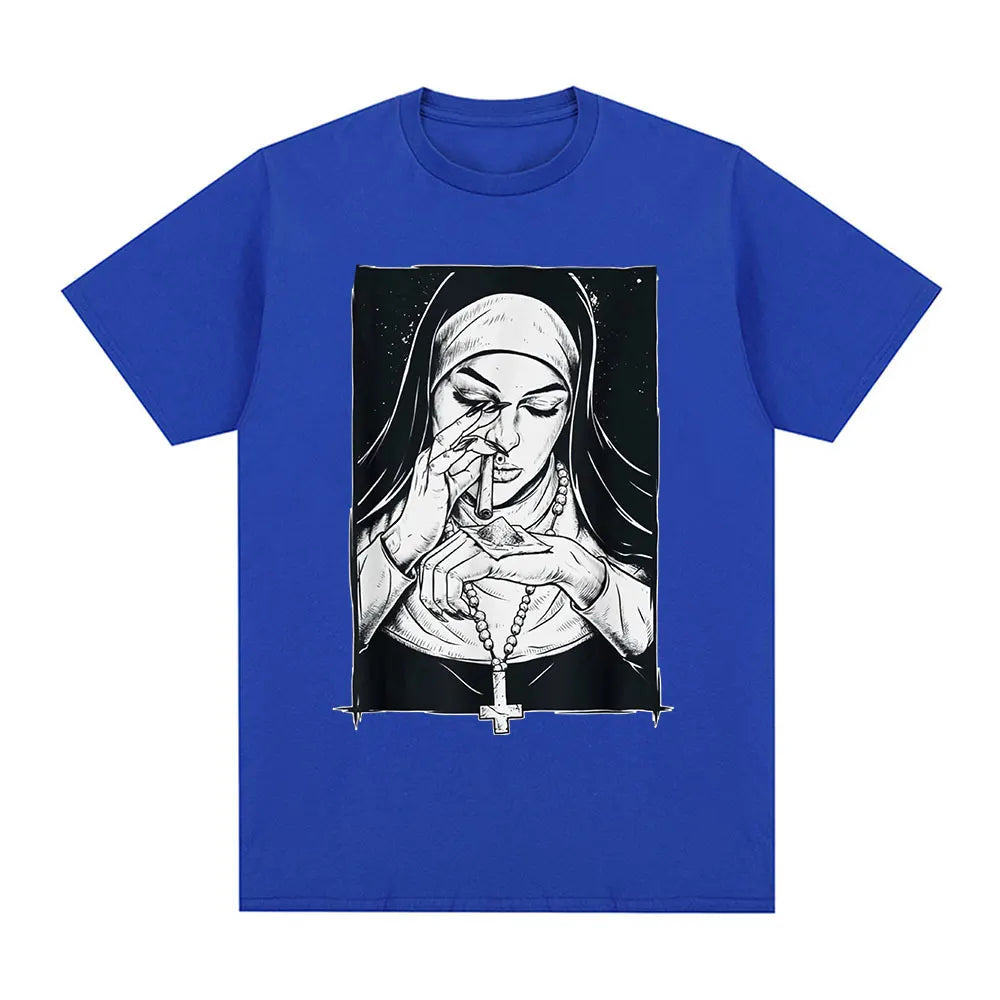 Funny Devil Nun T-Shirt Men Women Oversized Casual Cotton - product view 9