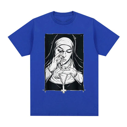 Funny Devil Nun T-Shirt Men Women Oversized Casual Cotton - product view 9