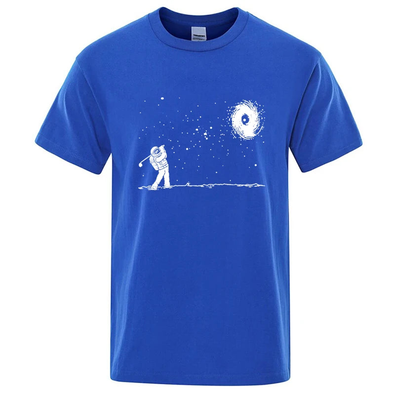 Men's High Quality Cotton Blend Funny Astronaut Print Summer T Shirt Loose O-neck Men Tshirt Short Sleev… - product view 4