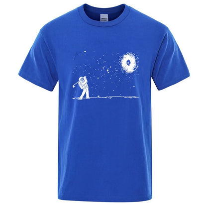 Men's High Quality Cotton Blend Funny Astronaut Print Summer T Shirt Loose O-neck Men Tshirt Short Sleev… - product view 4