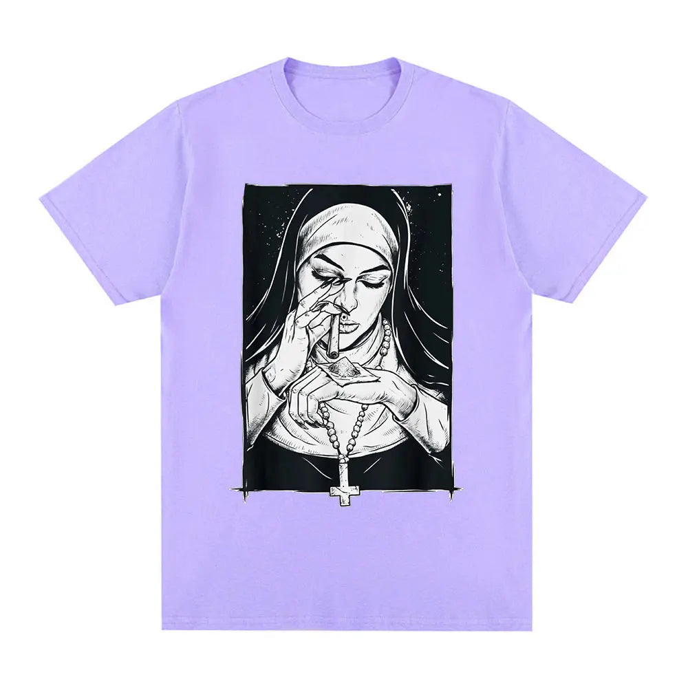 Funny Devil Nun T-Shirt Men Women Oversized Casual Cotton - product view 7