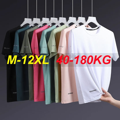 Men T Shirt 12xl 11xl 10xl Popular Tees Big Size 110-175kg 5XL 6XL 7XL Plus Size Spandex Round Neck Shor…