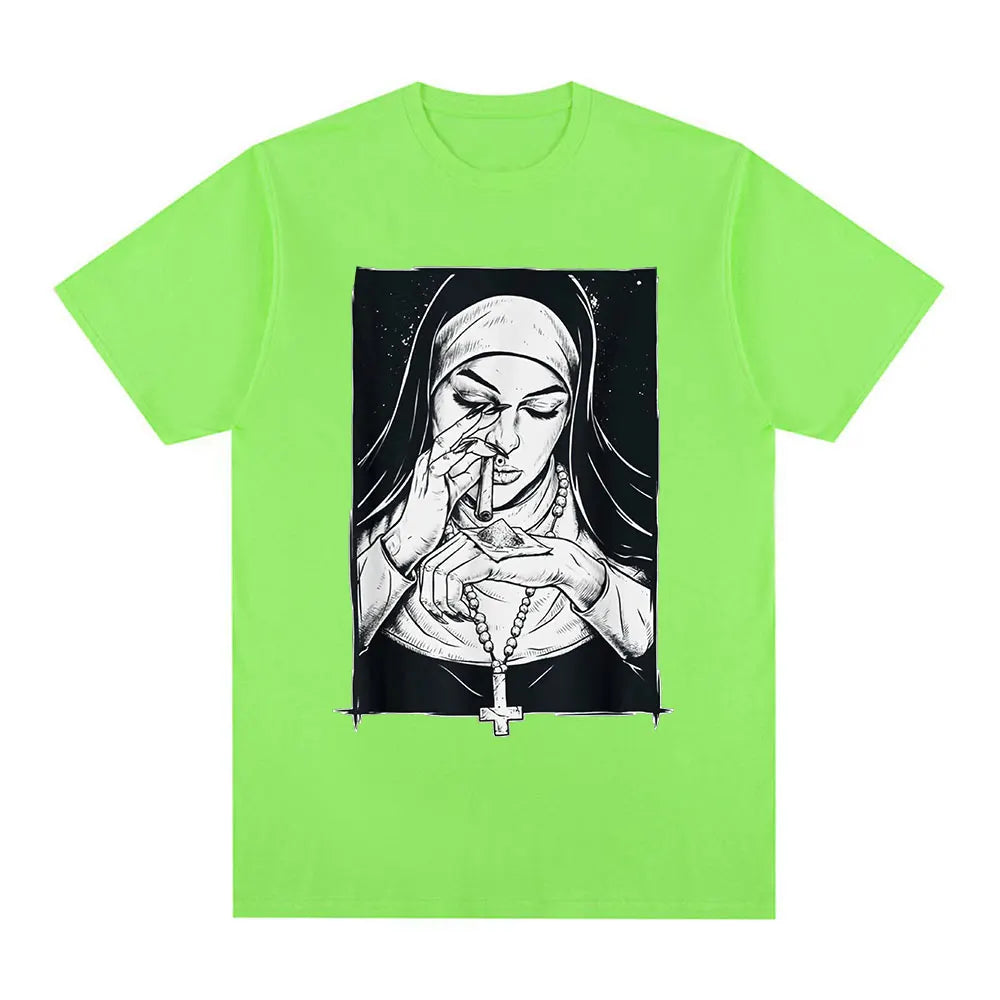 Funny Devil Nun T-Shirt Men Women Oversized Casual Cotton - product view 17