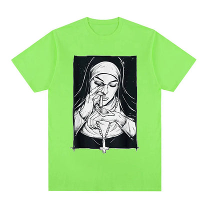 Funny Devil Nun T-Shirt Men Women Oversized Casual Cotton - product view 17