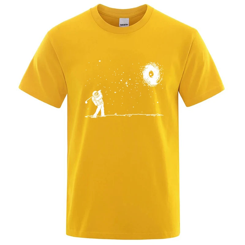 Men's High Quality Cotton Blend Funny Astronaut Print Summer T Shirt Loose O-neck Men Tshirt Short Sleev… - product view 9